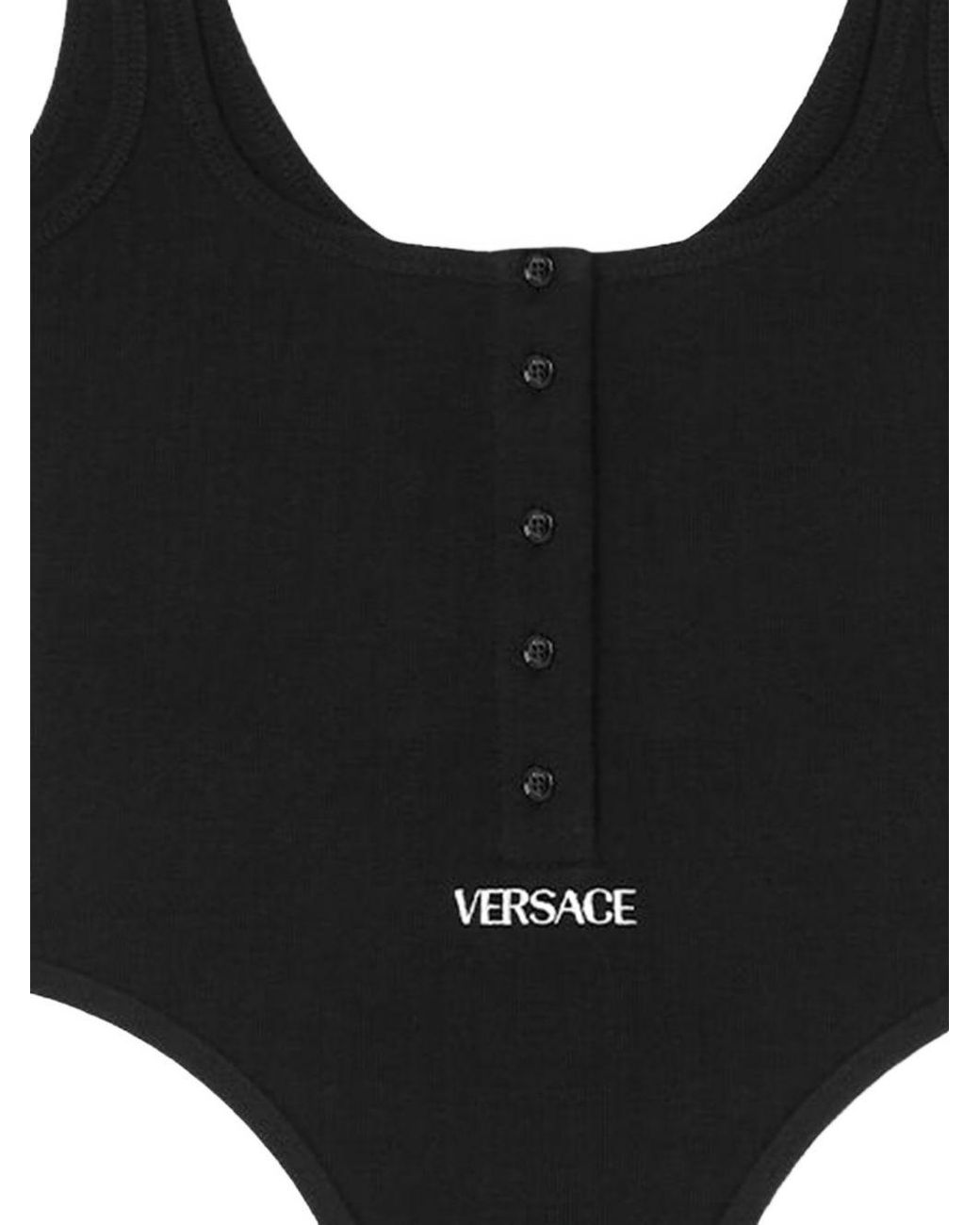Versace Black Logo Cotton Bodysuit