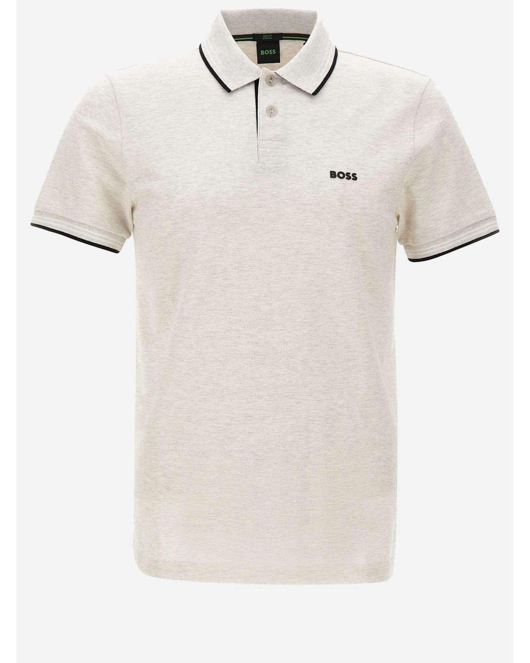Boss White Stretch Cotton Polo Shirt With Logo for men