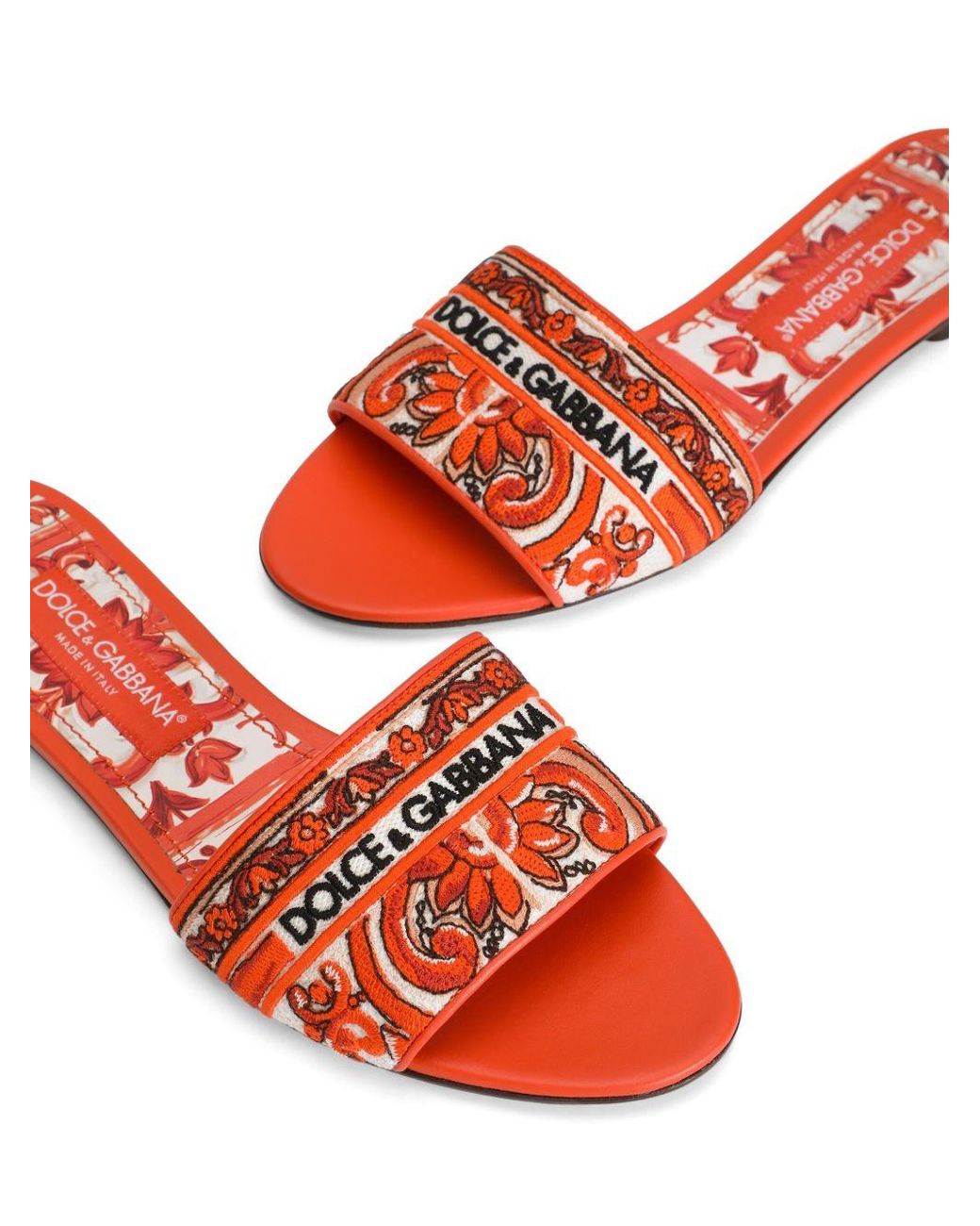 Dolce & Gabbana Multicolor Dolce & Gabbana Maiolica Print Flat Sandals
