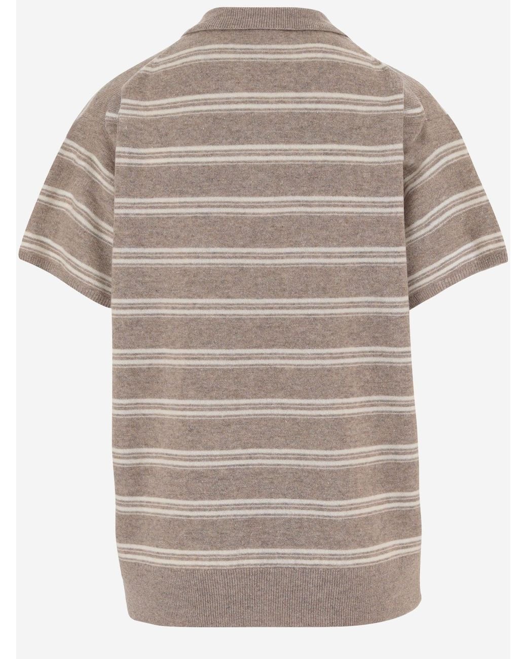 THE GARMENT Gray T-Shirt Striped Wool-Cashmere T-Shirts & Jerseys