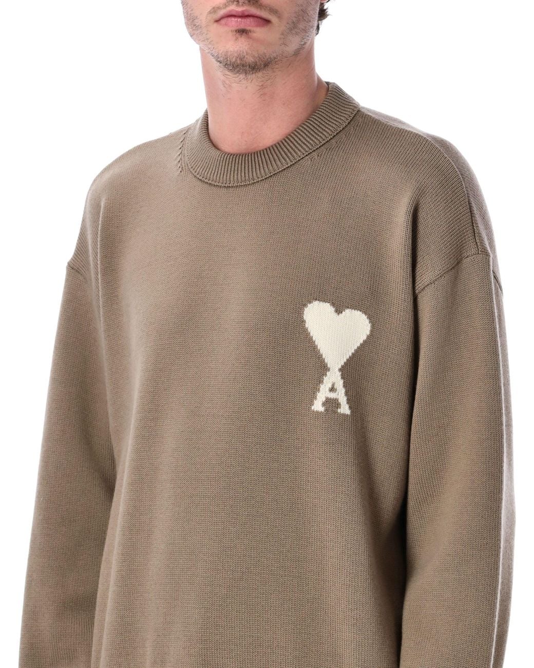 AMI Natural Ami De Coeur Crewneck Knit