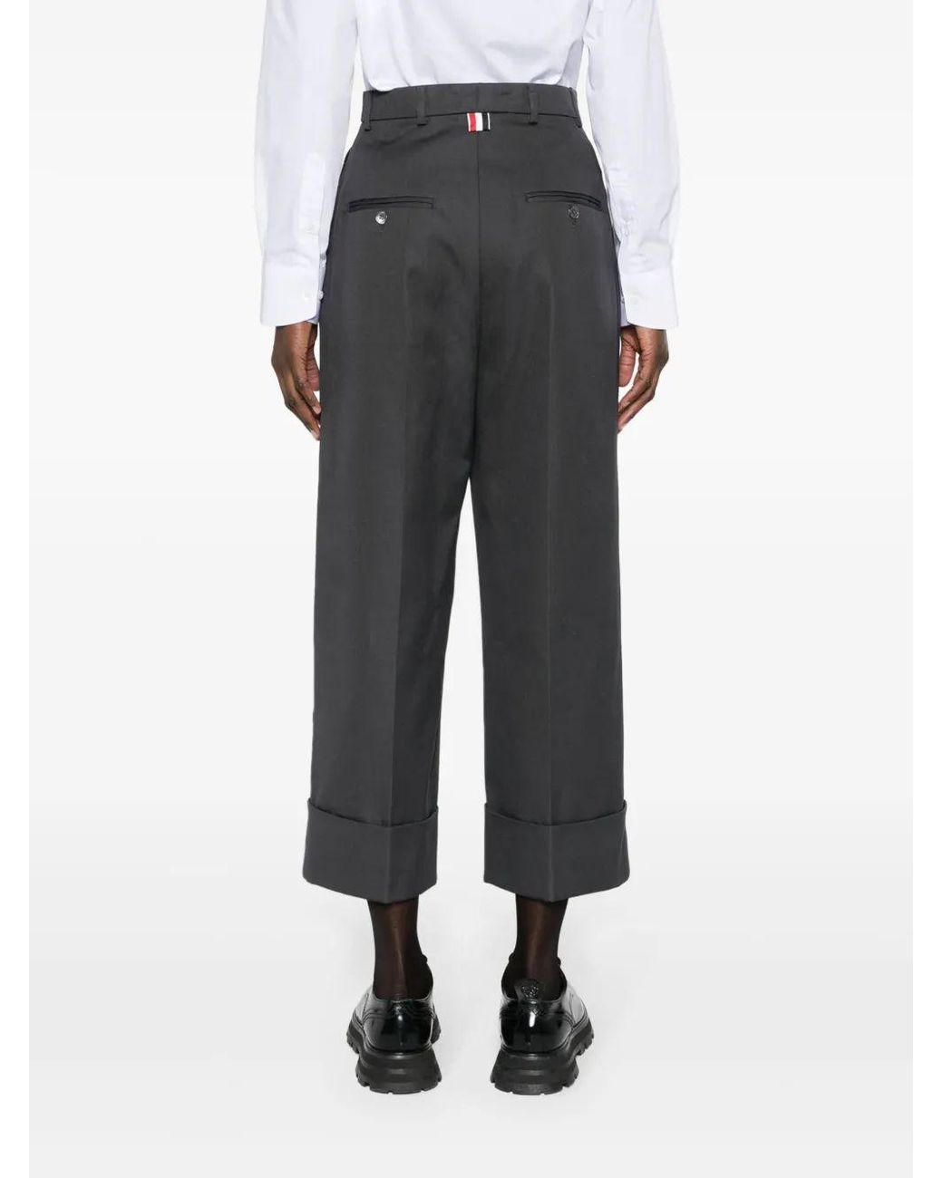 Thom Browne Gray Straight-Leg High-Waisted Pants
