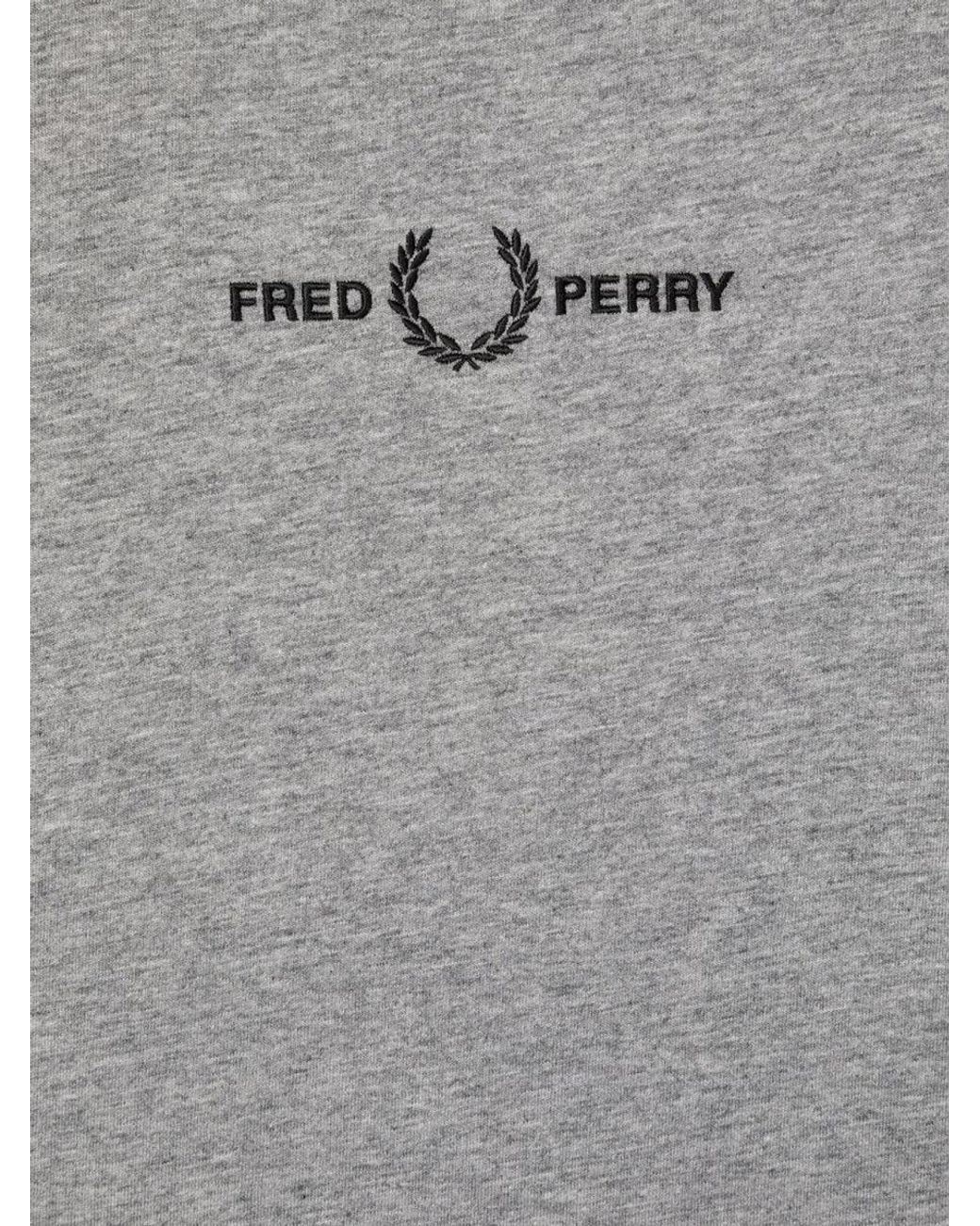Fred Perry Gray Embroidered T-Shirt