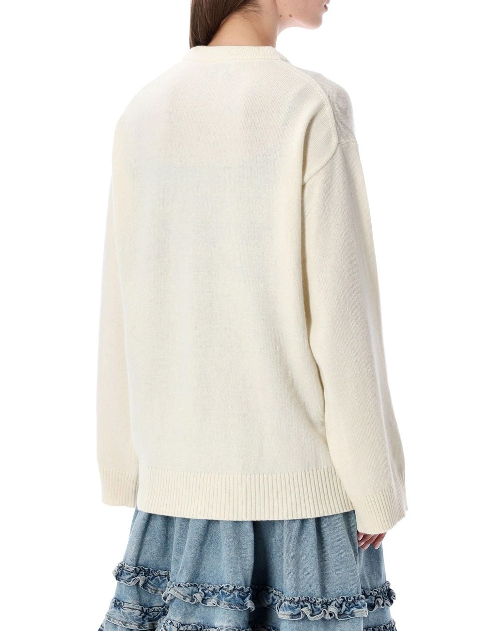 Ganni Gray Oversized Strawberry Jumper
