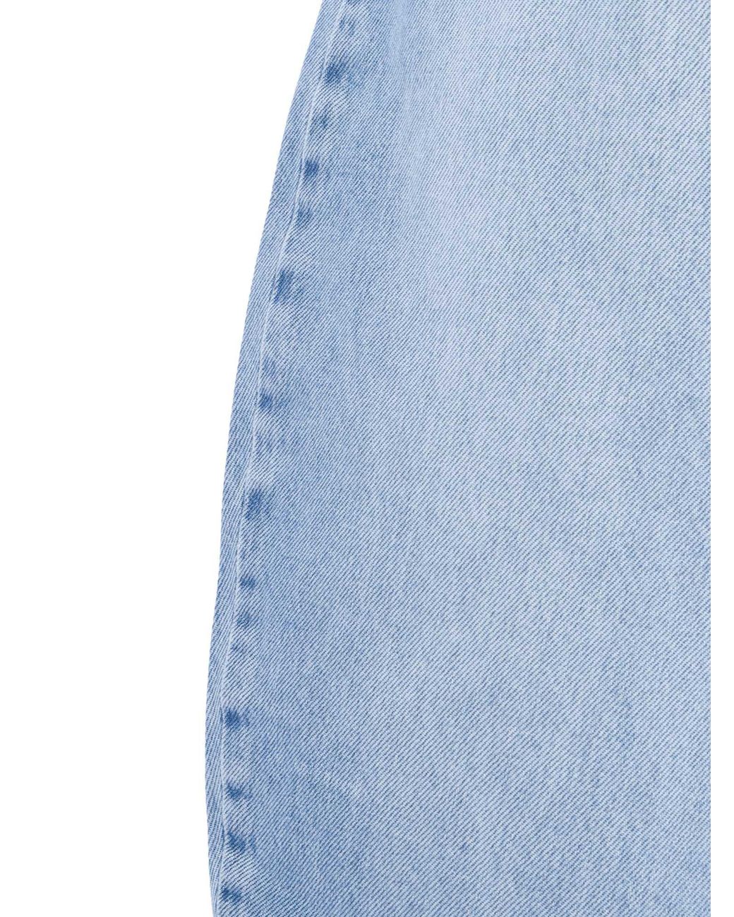 ROTATE BIRGER CHRISTENSEN Blue Draped Barrel Leg Jeans Light Denim (Regular Fit)