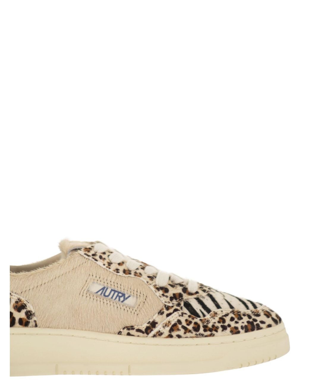 Autry Natural Medalist Low Genuine Haircalf Trainers With Animal Print