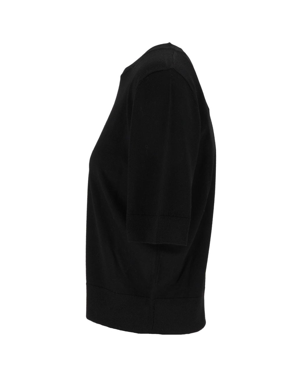 Kangra Cashmere Black Fine Merino Wool Short-Sleeve Crewneck T-Shirt