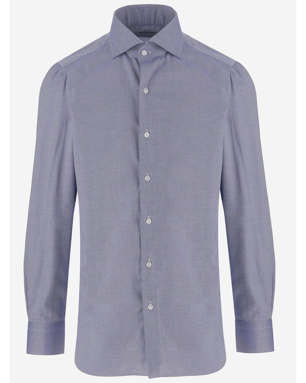 Finamore 1925 Blue Cotton Shirt
