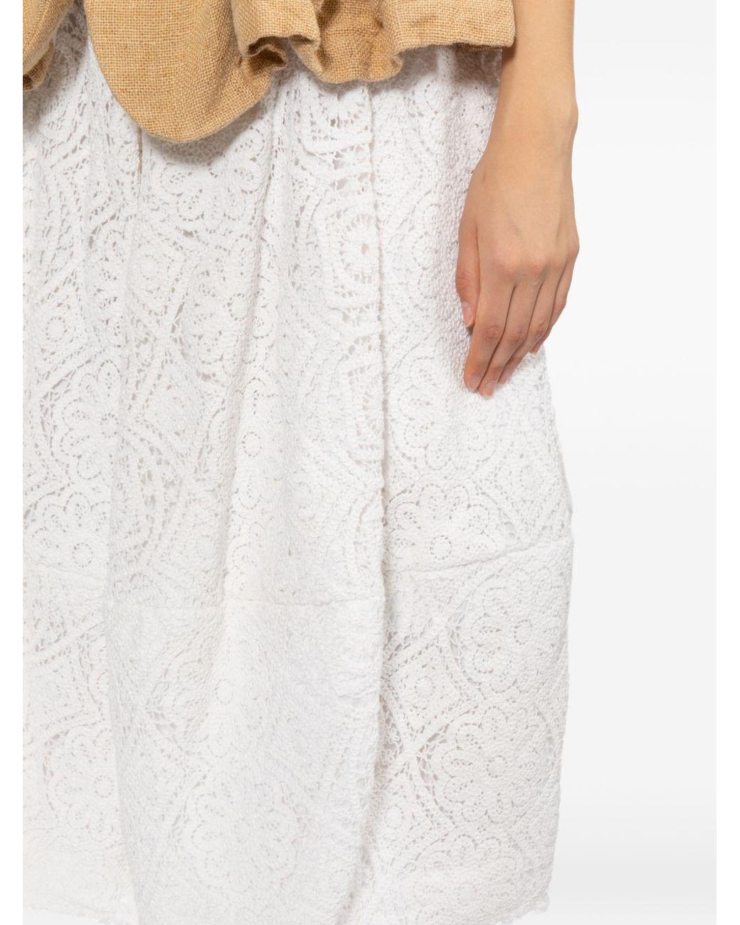 Comme des Garçons White Cotton Midi Skirt