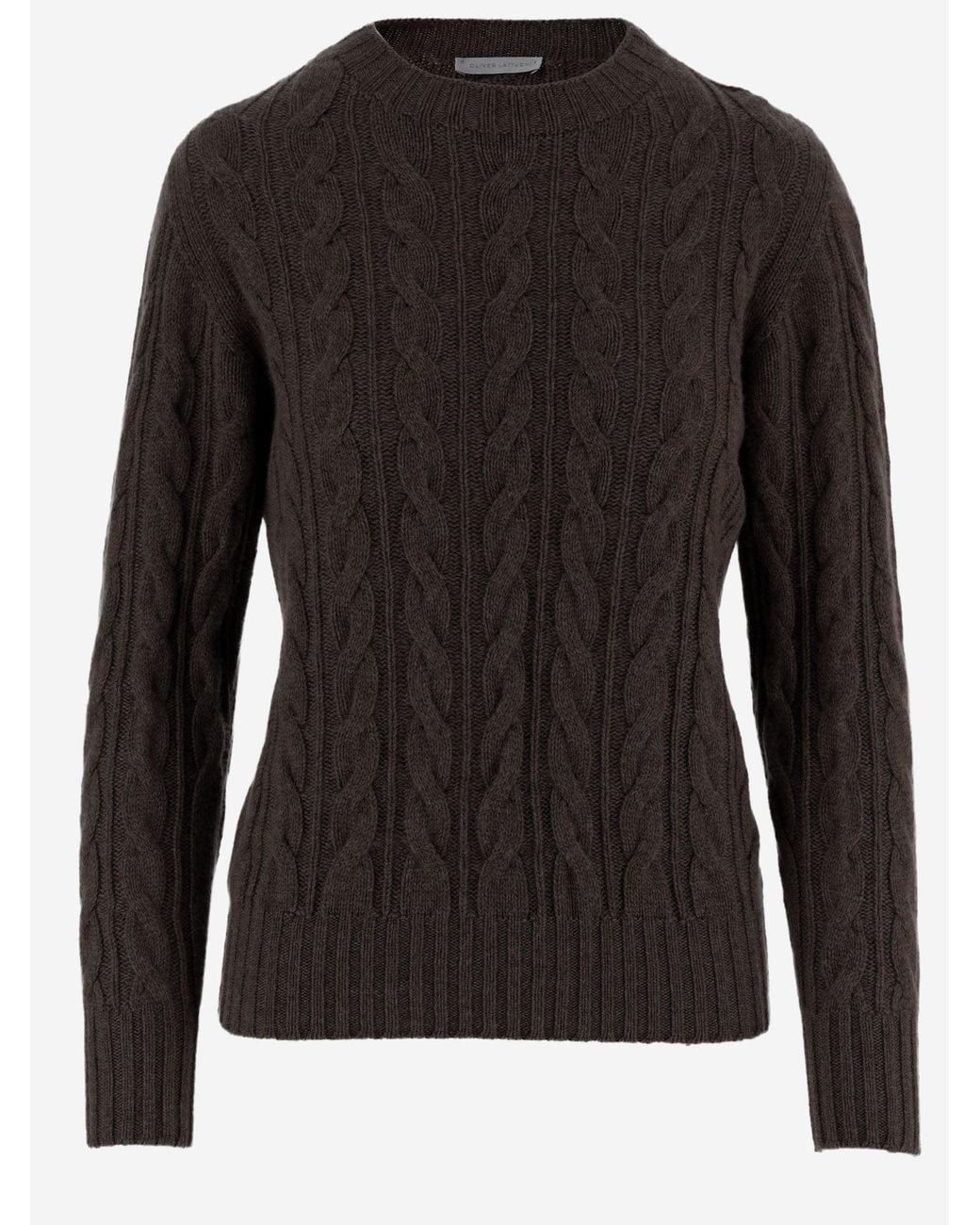 Oliver Lattughi Black Cable-Knit Cashmere Sweater