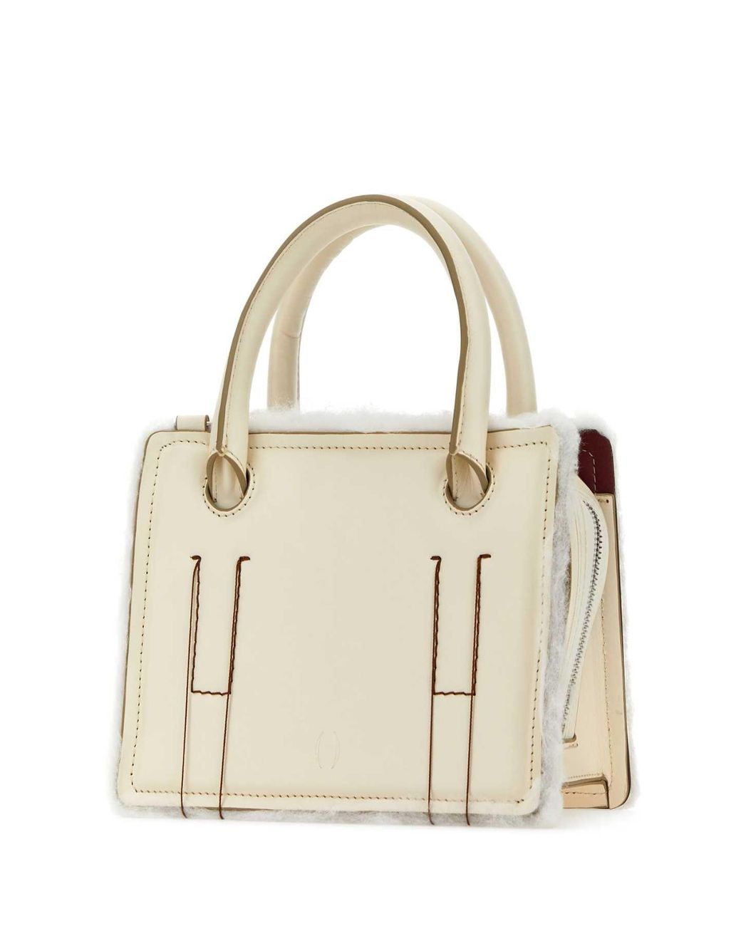 Dentro White Ivory Leather Mini Otto Handbag