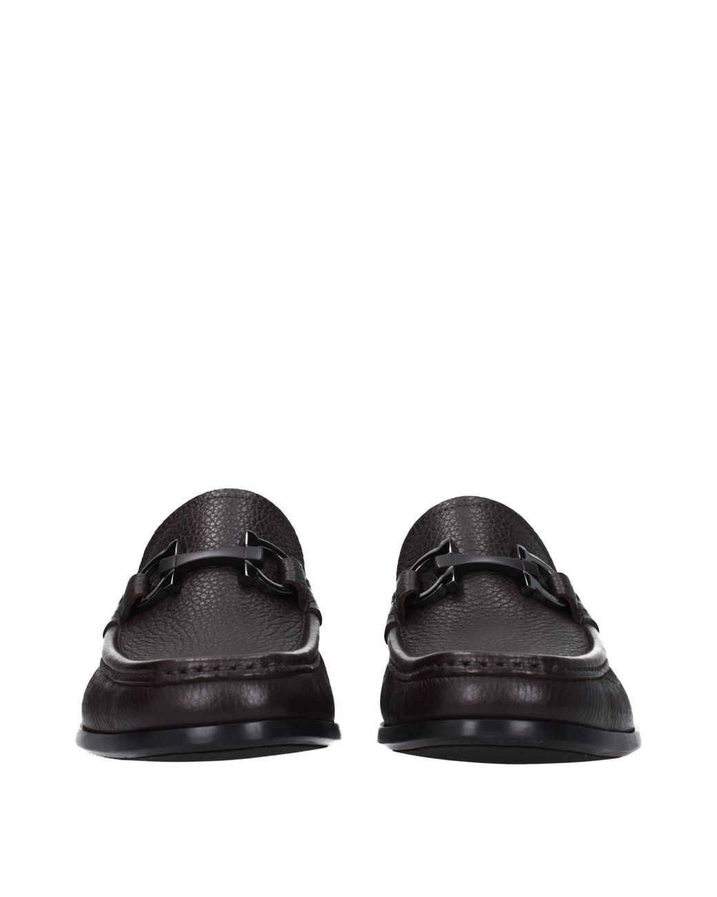 Ferragamo Black Grandioso Moccasins/Hickory Leather