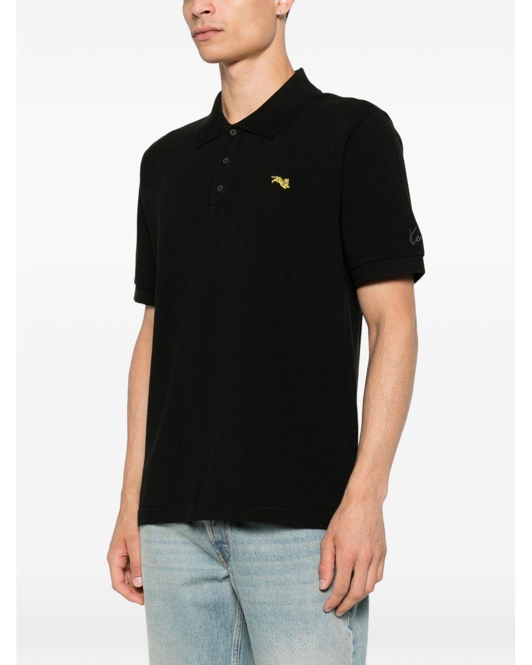 KENZO Black Gots Cotton Polo Shirt