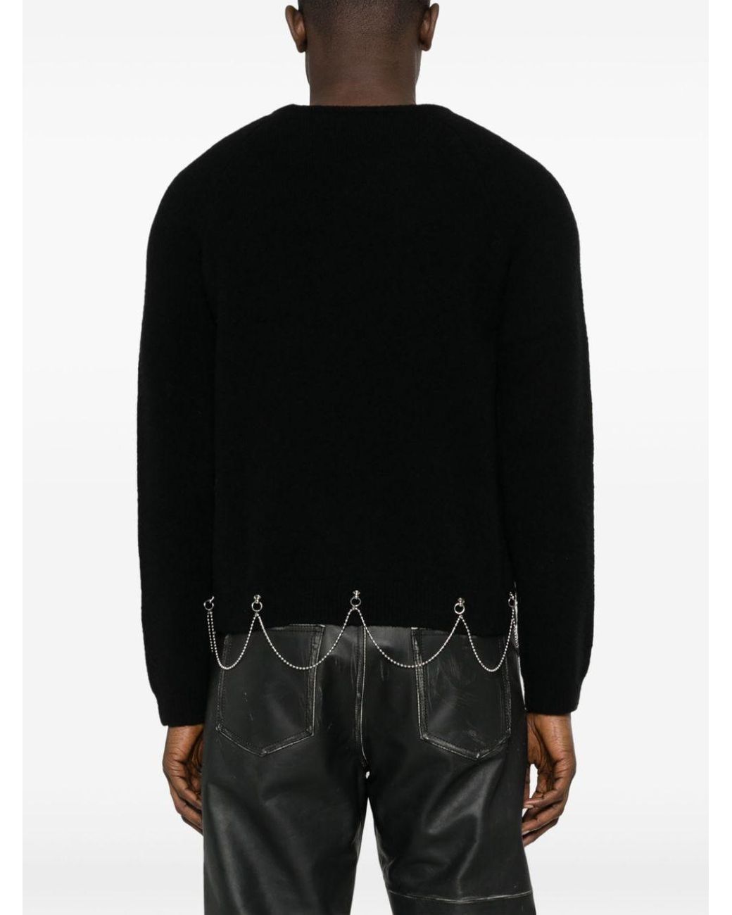 Random Identities White Long-Sleeved Chain-Embellished Jumper for men