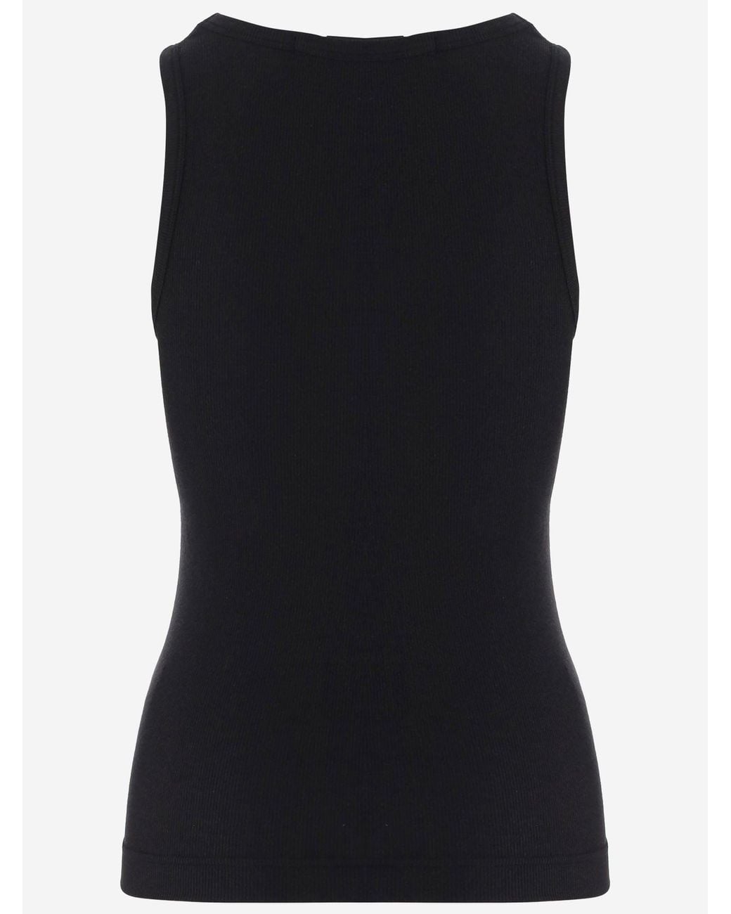 ALAINPAUL Black Ribbed Lyocell Blend Top With Bow Tops