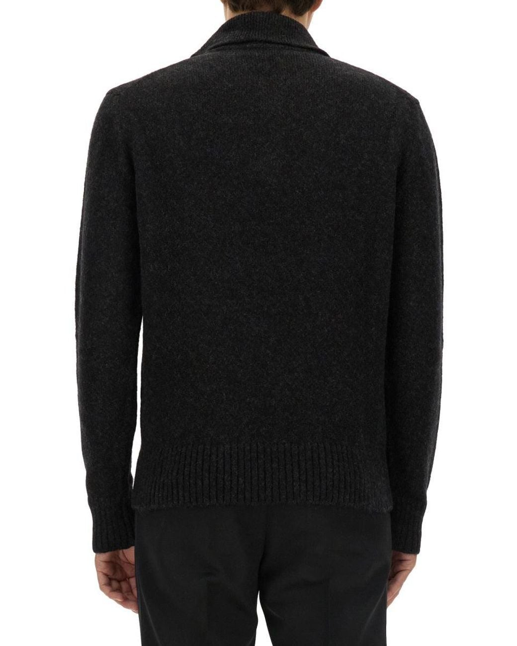 Dolce & Gabbana Black Wool Polo Sweater for men
