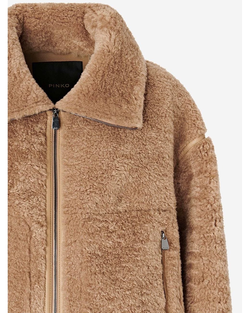 Pinko Brown Shearling Effect Jacket