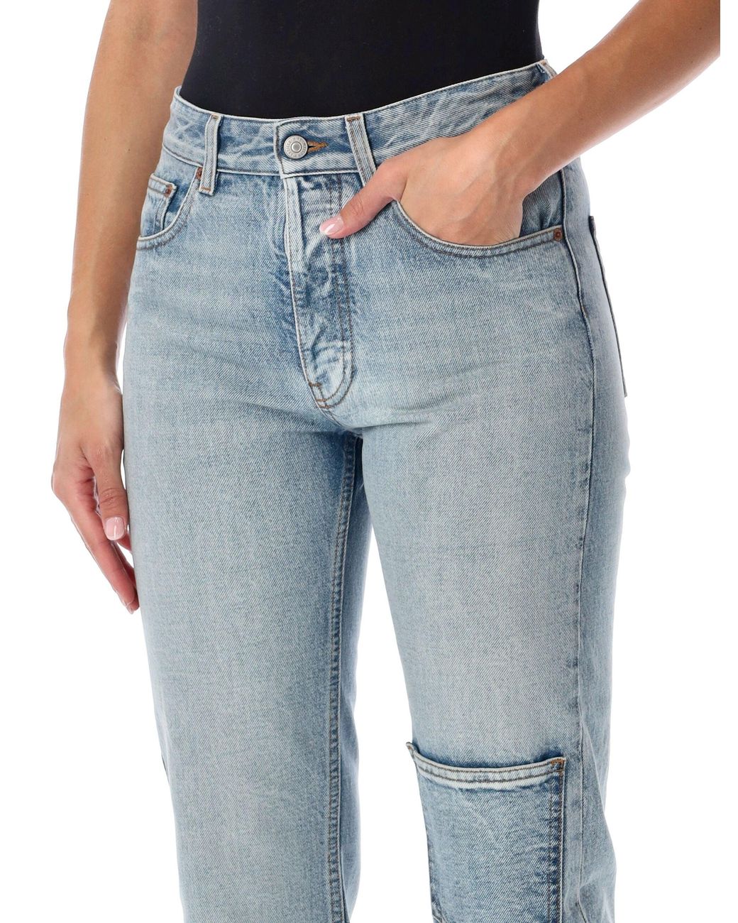 MM6 by Maison Margiela Blue High-Rise Straight-Leg Jeans With Patch Pocket