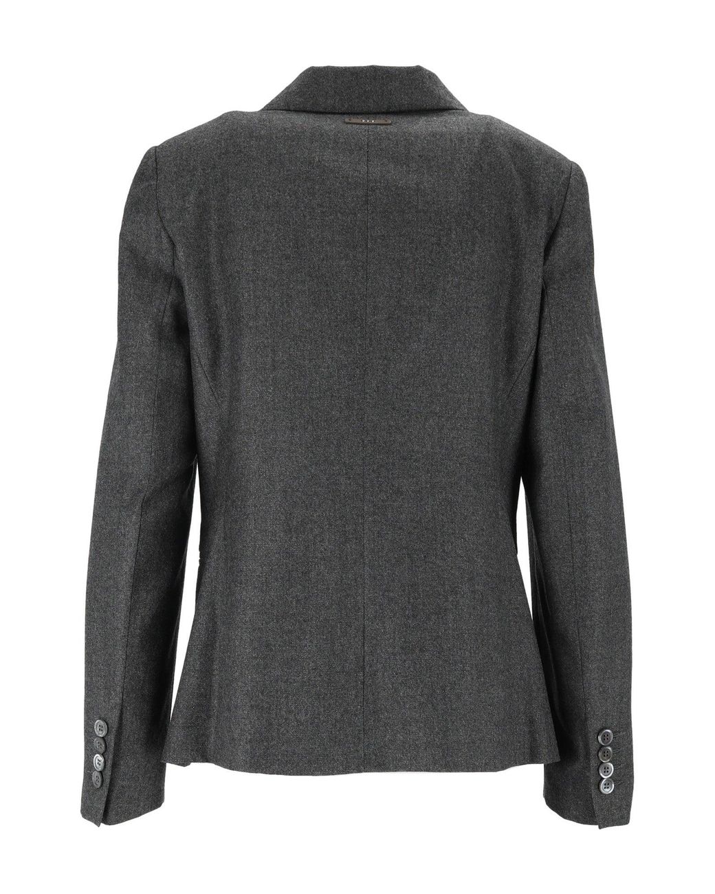 Peserico Black Tailored Structured Shoulders Double-Breasted Blazer