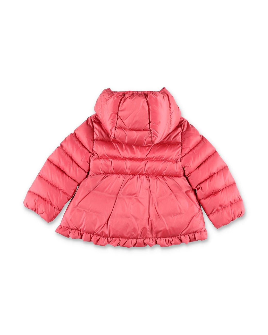 Moncler Pink Girls' Ruffled Flared Down Jacket With Padded Hood