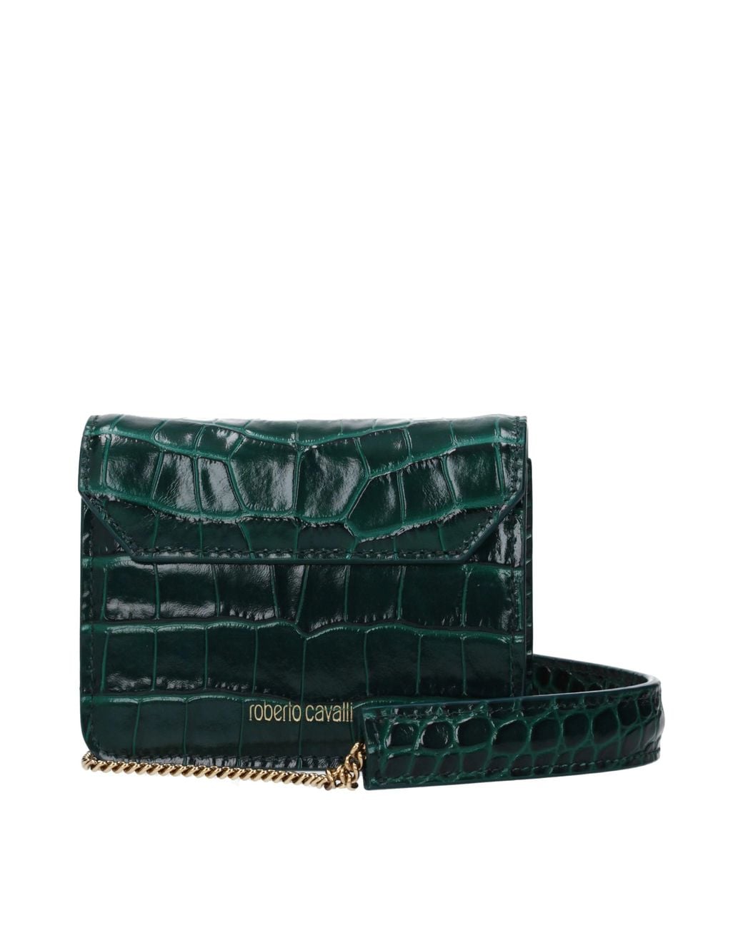 Roberto Cavalli Green Leather Clutch
