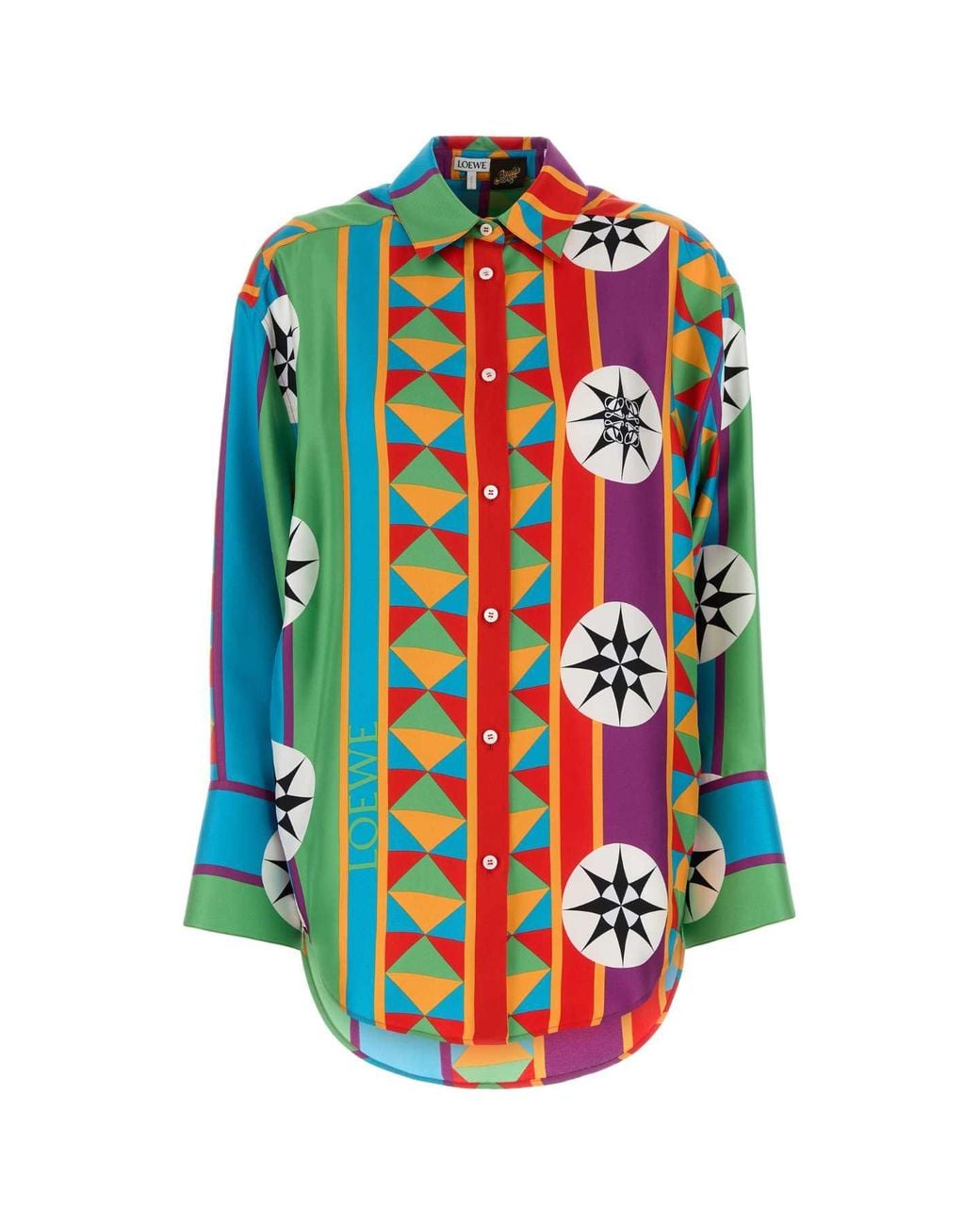 Loewe Multicolor Printed Silk Paula S Ibiza Oversize Shirt