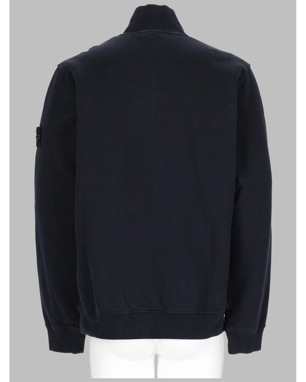 Stone Island Blue Short Zip Cotton Sweatshirt Sweatshirts