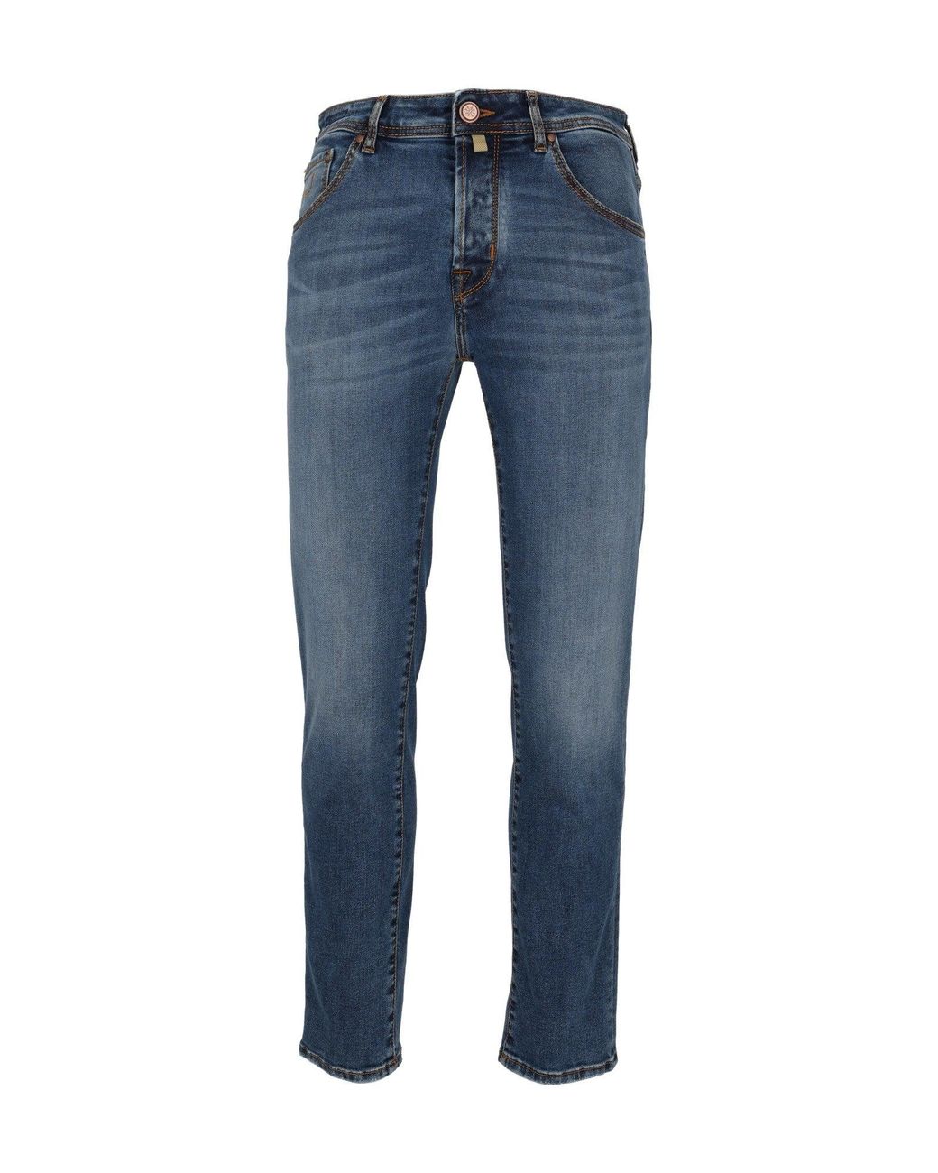 Jacob Cohen Blue Cropped Slim Fit Jeans With Classic Five-Pocket Design for men