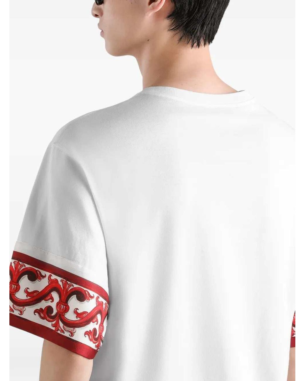 Dolce & Gabbana White Dolce & Gabbana Majolica Print T-Shirt for men