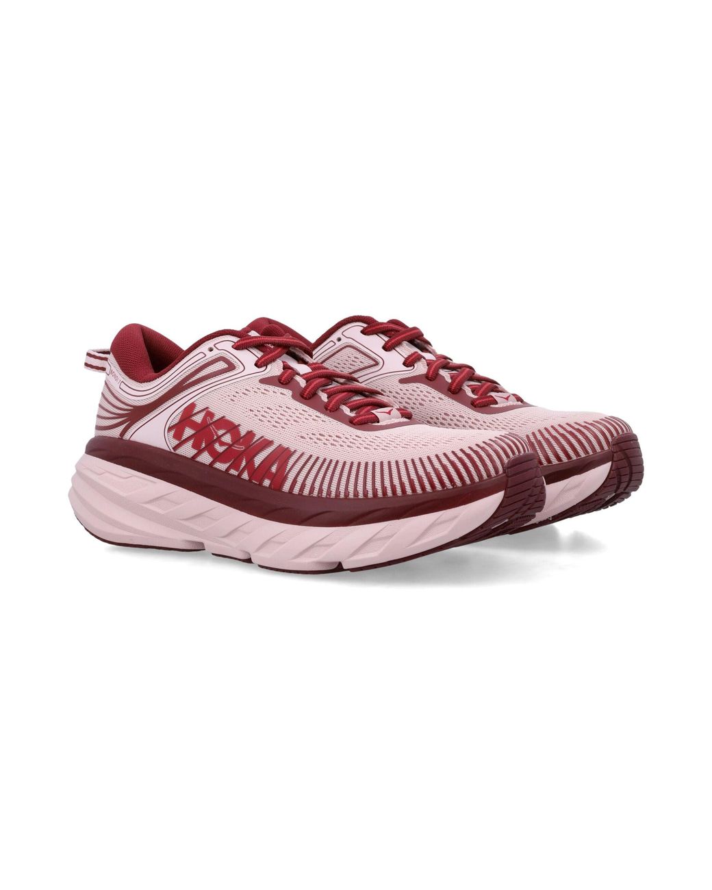 Hoka One One Pink Maximum Cushioning Bondi 7 Breathable Mesh Running Sneakers