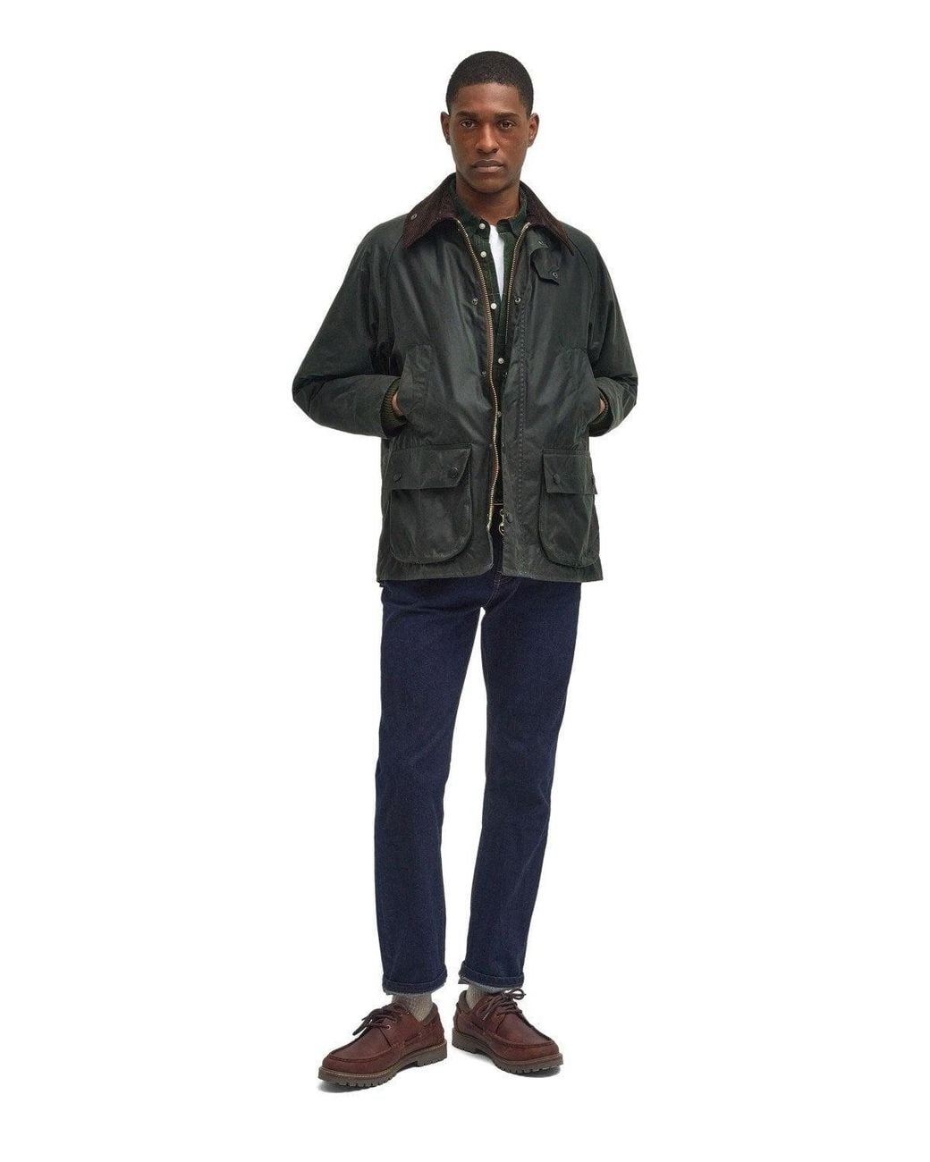 Barbour Black Bedale Wax Sage Jacket for men