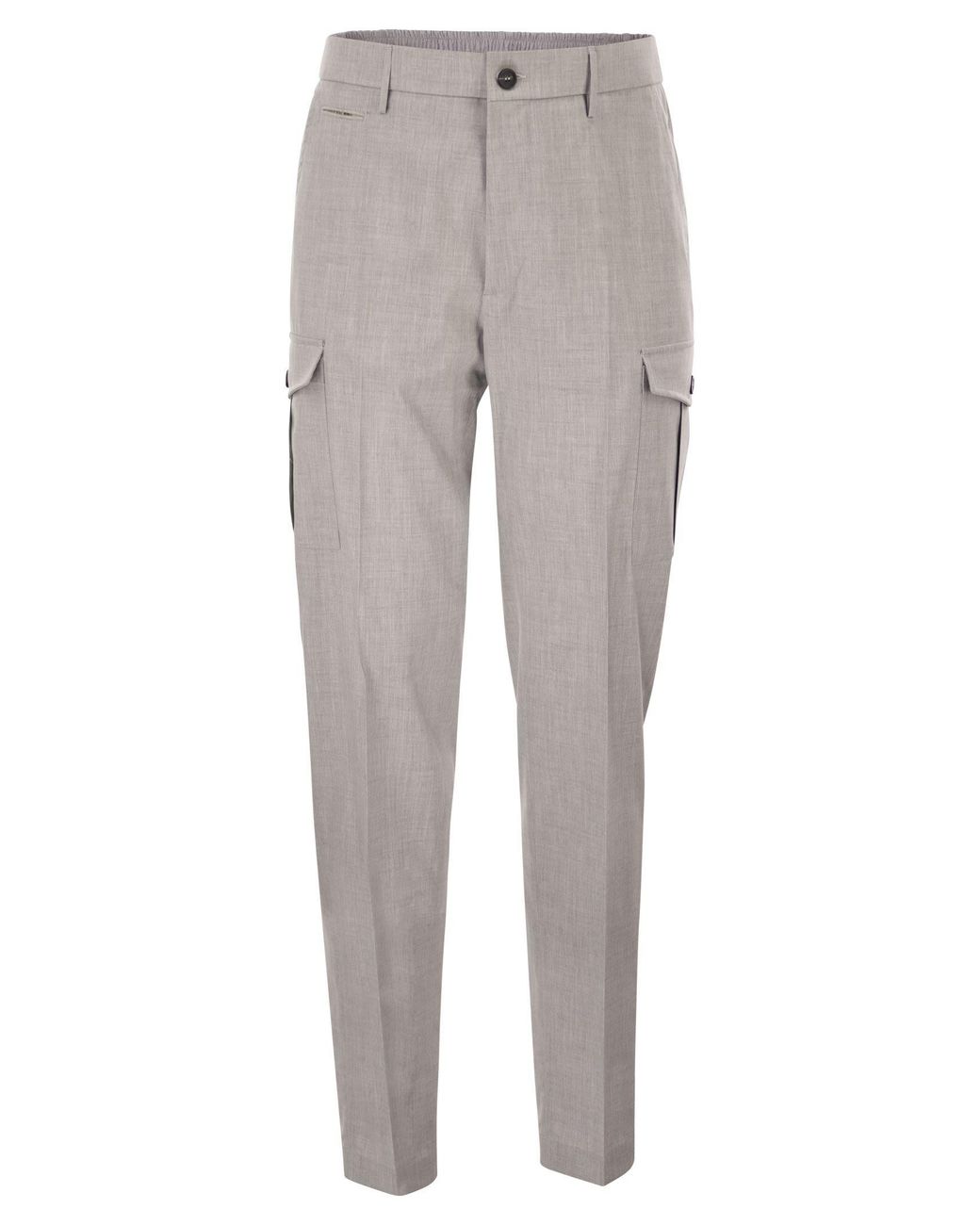 Peserico Gray Tailored Cargo Trousers for men