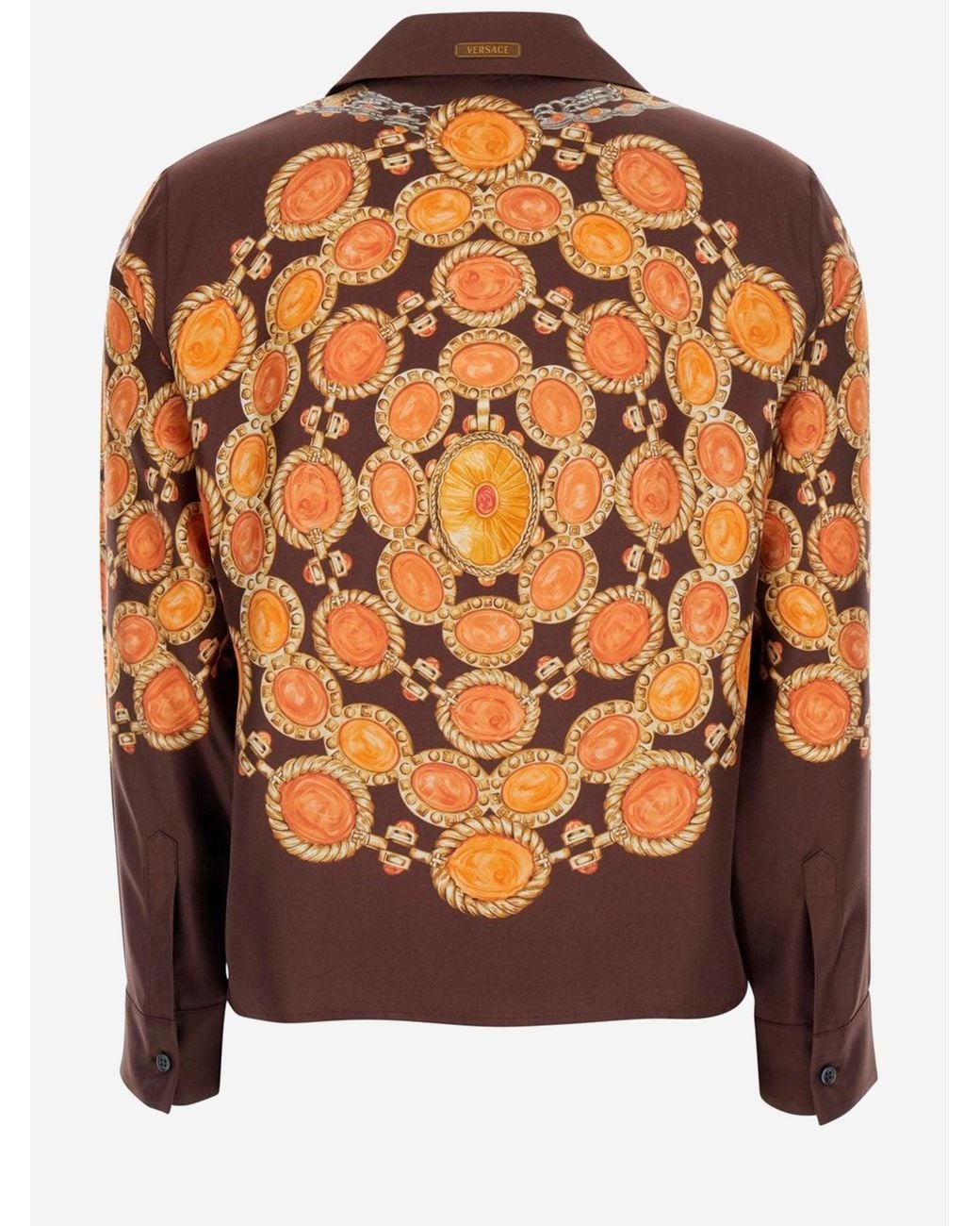 Versace Brown Shirt Printed Silk