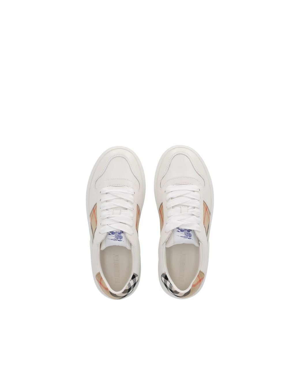 Burberry White Kid Vulcansed Trainr