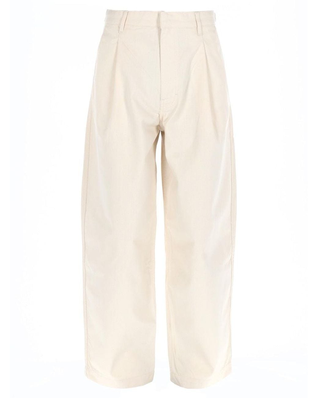Drole de Monsieur Natural Pleated Wide-Leg Cotton Trousers for men