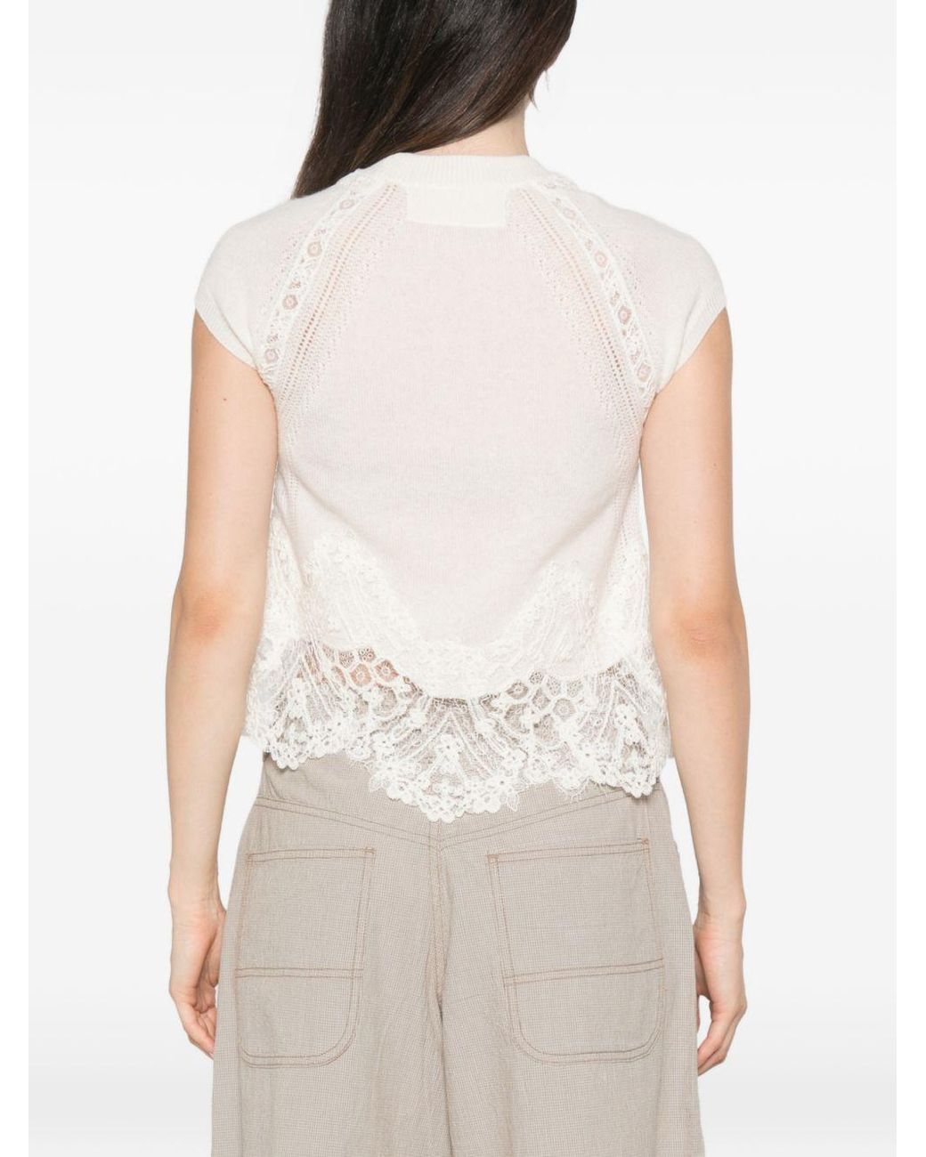 Ermanno Scervino White Cashmere Lace Top