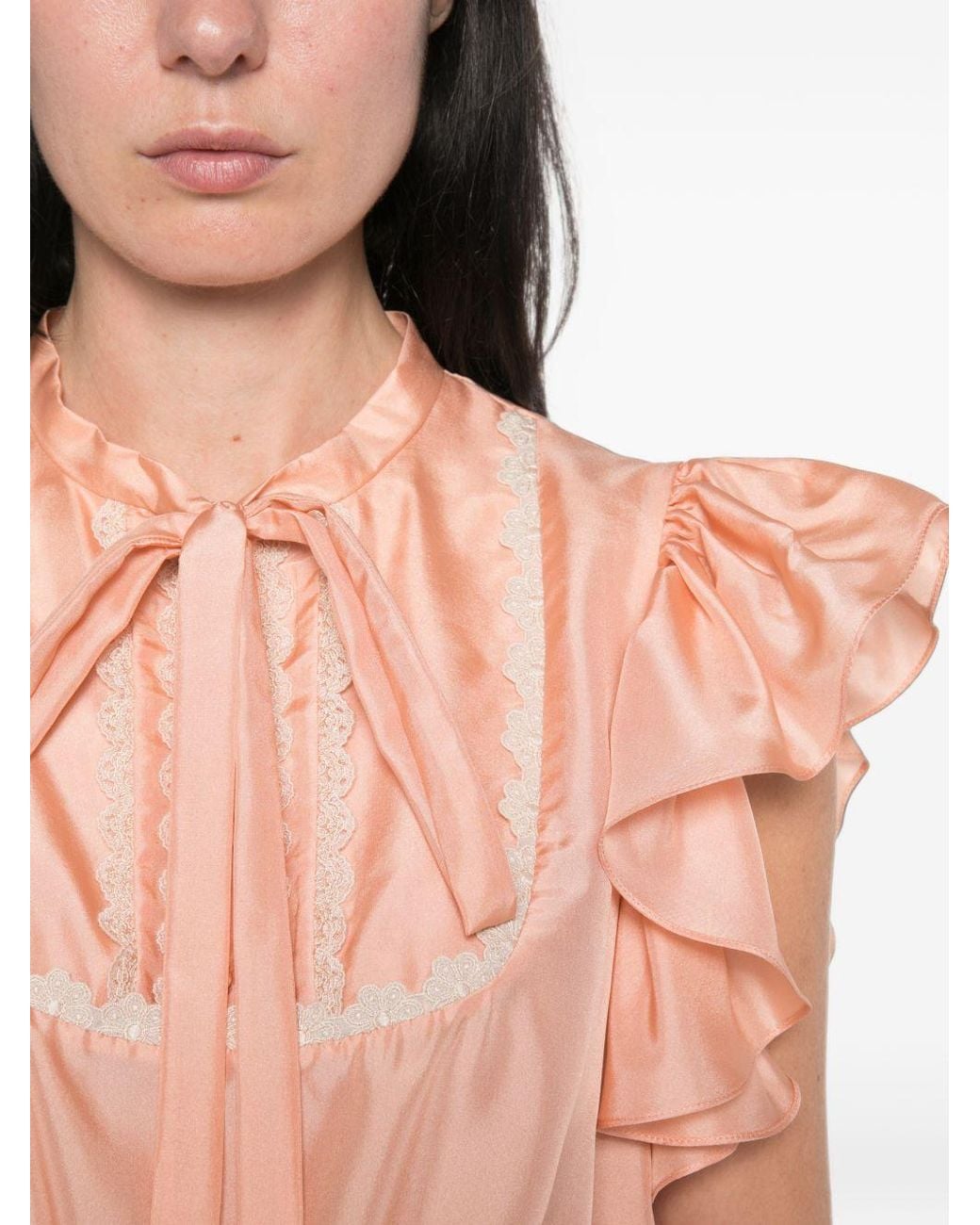 Chloé Pink Silk Rouched Top