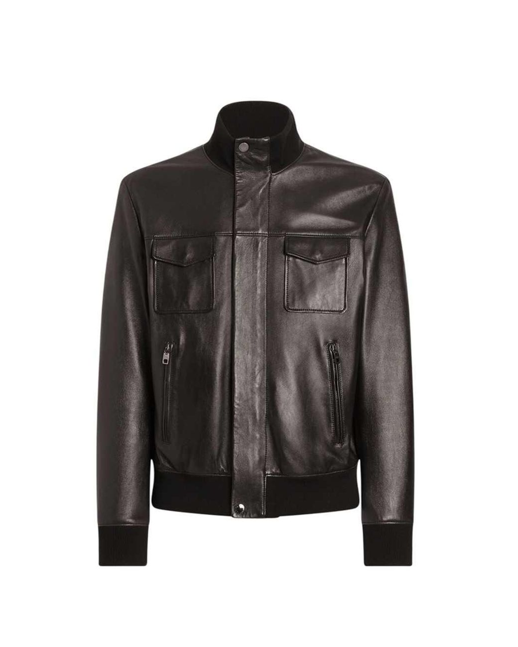Dolce & Gabbana Black Dolce & Gabbana Lambskin Bomber Jacket