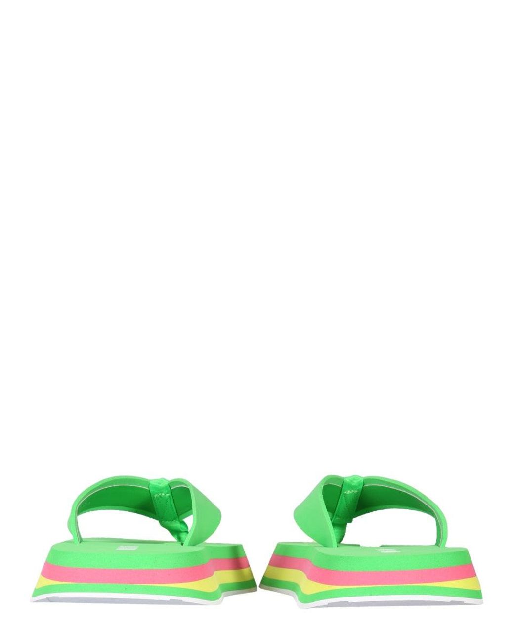 MSGM Green Striped Slippers