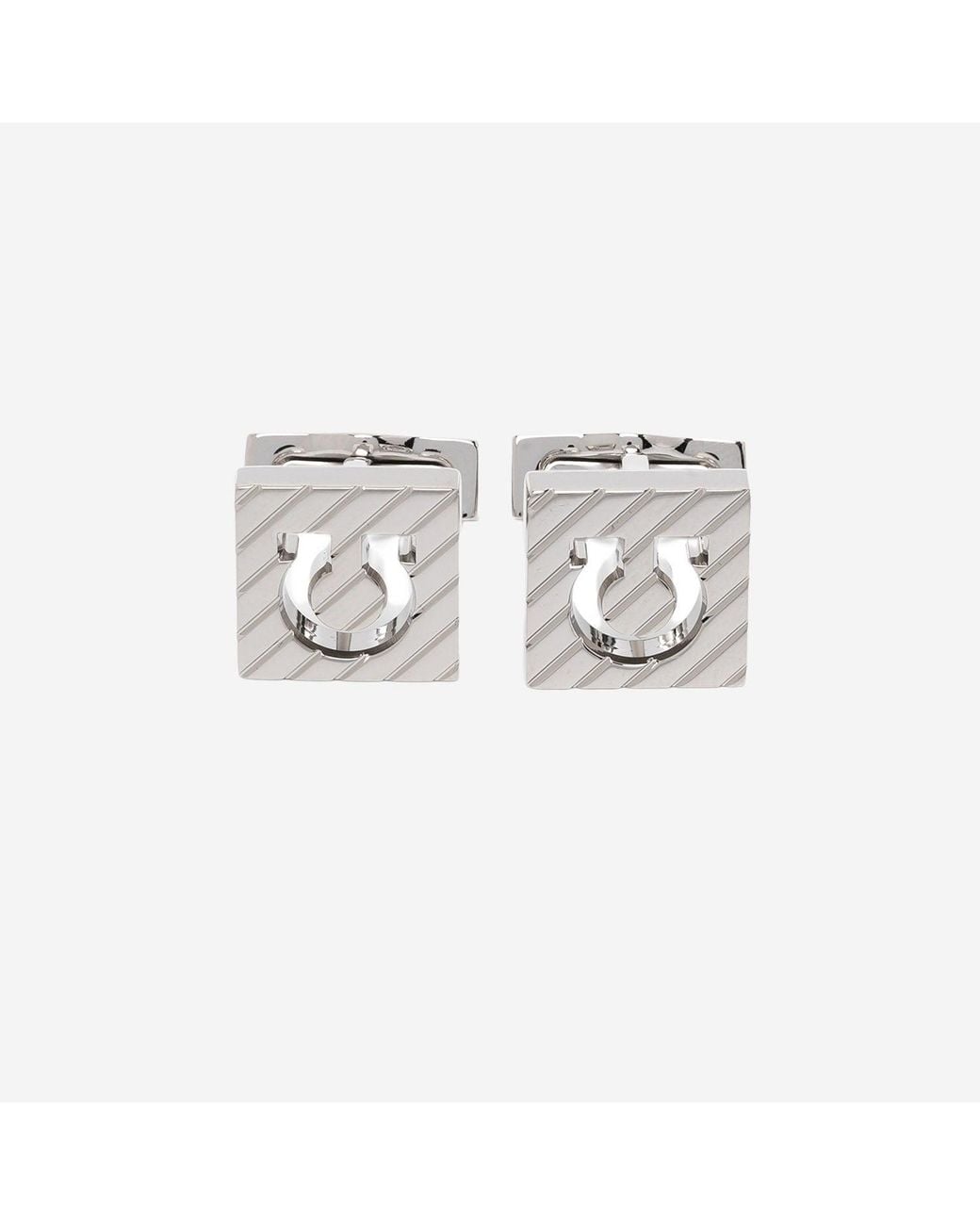 Ferragamo Metallic Square Brass Cummerbund Clasps Accessory for men