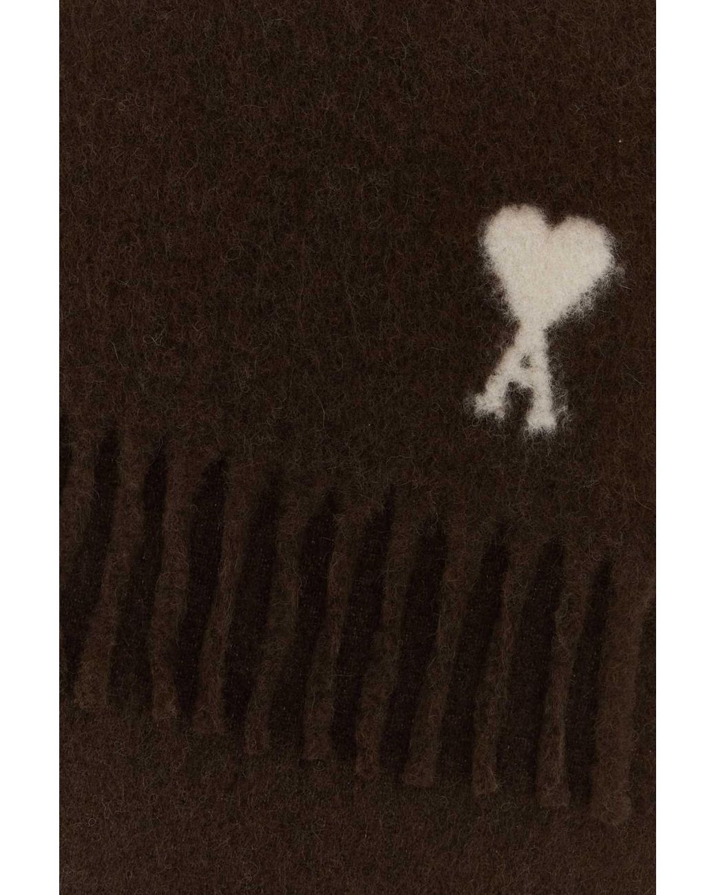 AMI Black Alpaca Blend Scarf 260 Cm X 32 Cm