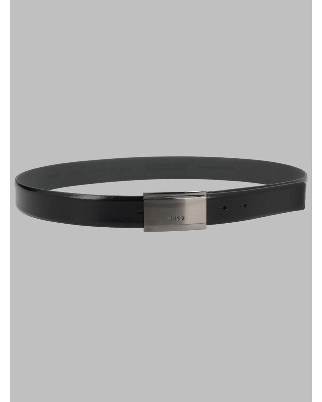 HUGO Gray Slim Leather Belt For for men
