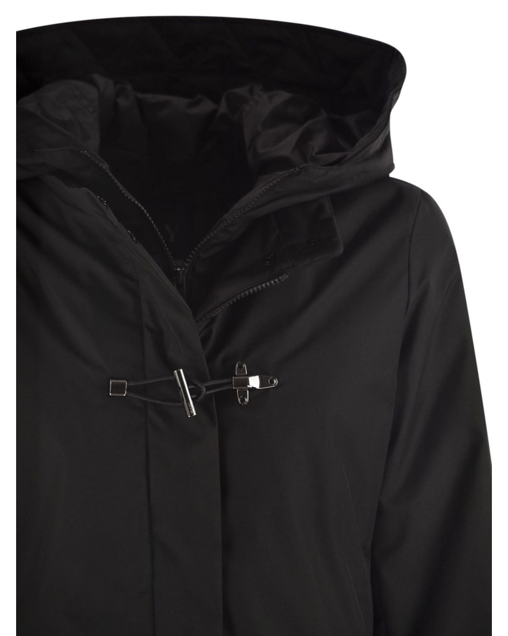 Fay Black Technical Gabardine Toggle Coat