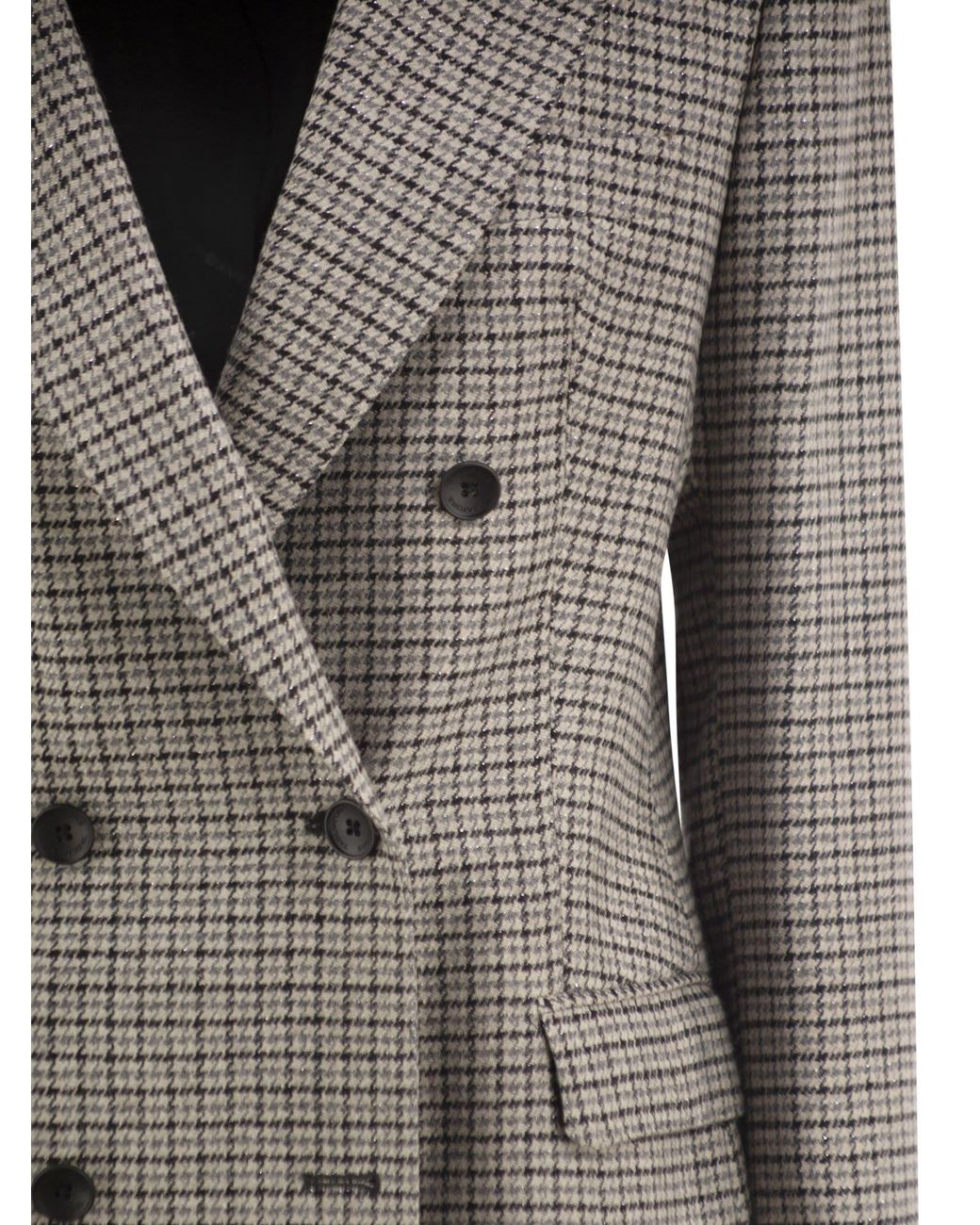 Tagliatore Gray Double-Breasted Wool-Blend Houndstooth Blazer