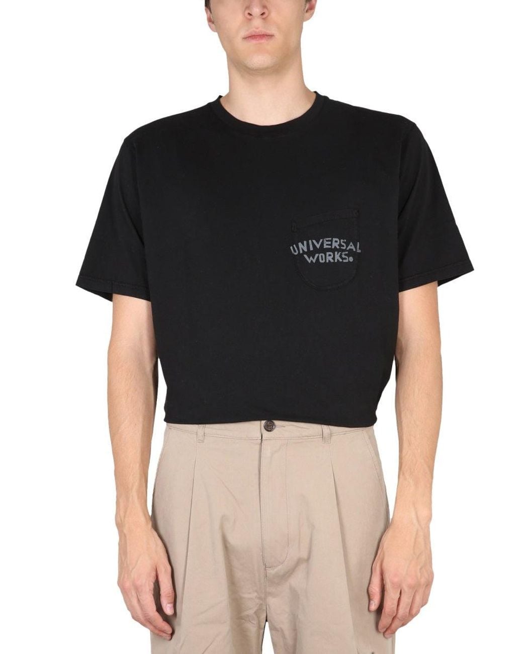 Universal Works Black Crewneck T Shirt for men