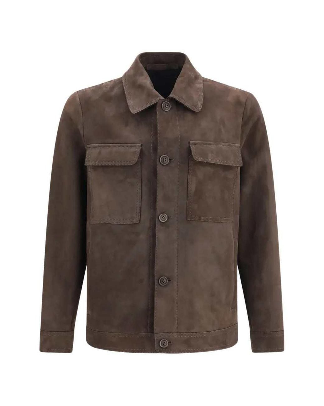 Salvatore Santoro Brown Button Front Suede Jacket