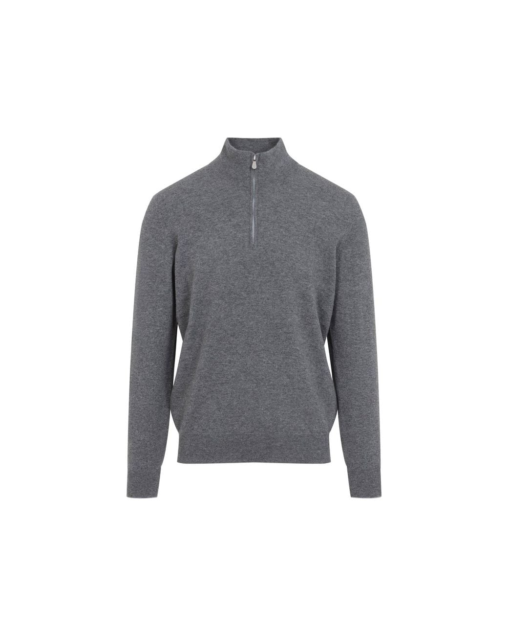 Brunello Cucinelli Gray Half Zip Cashmere Sweater
