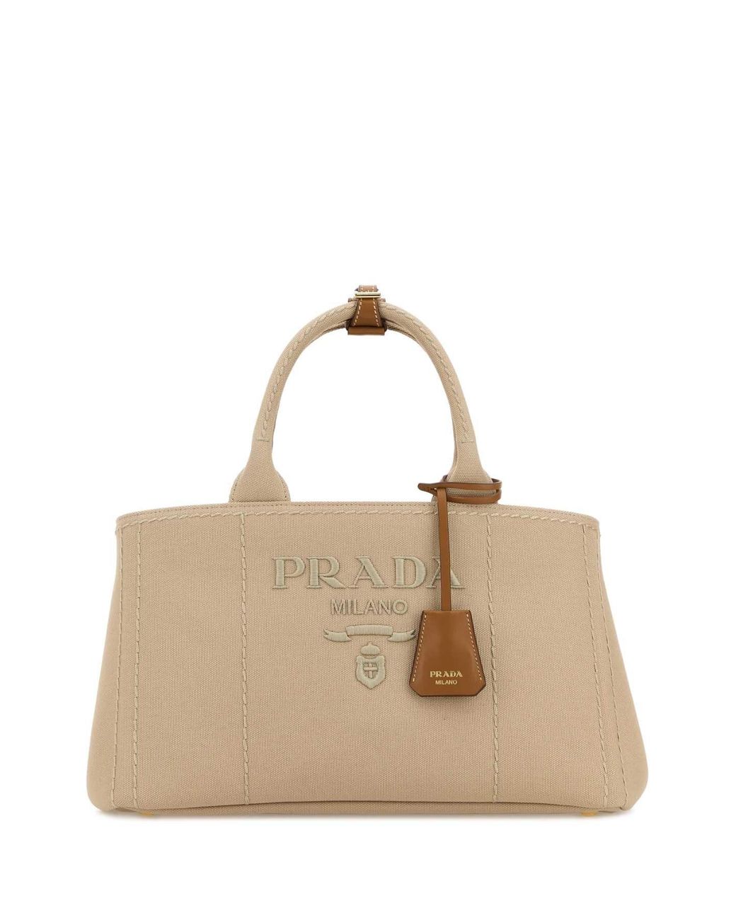 Prada Natural Beige Canvas Large Jardinière Shopping Bag