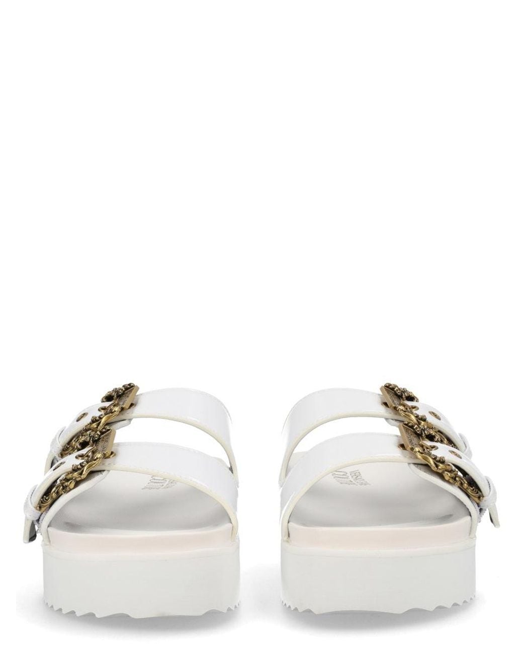 Versace Jeans Couture Natural Chain-Detail Platform Slide Sandals