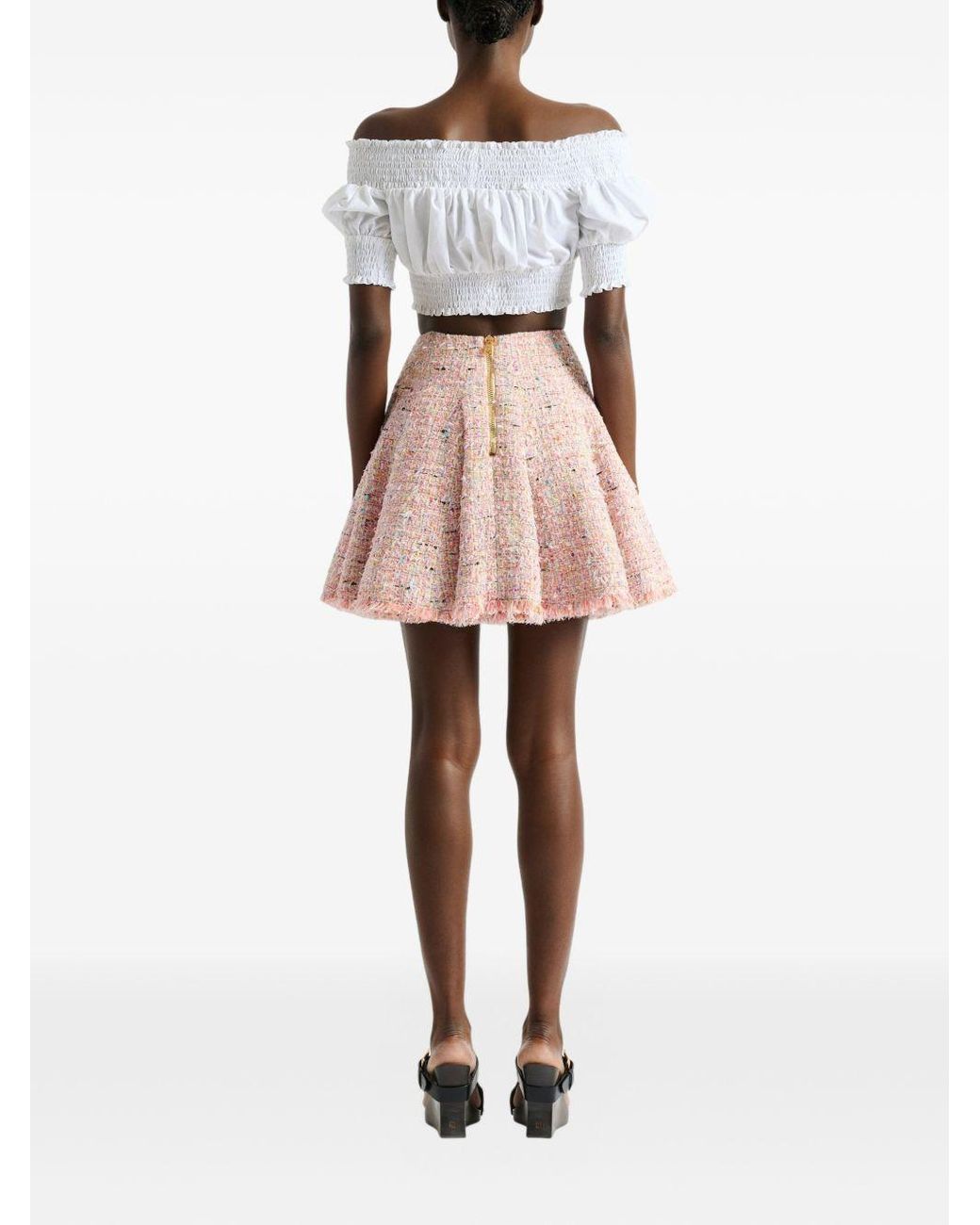 Balmain Pink Tweed Mini Skirt